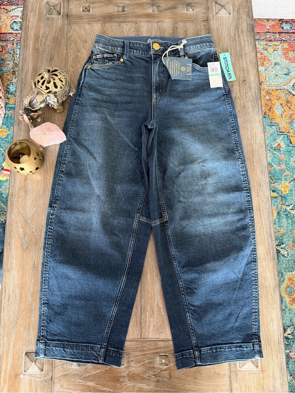 Democracy Skyrise Barrel Dark Blue Denim Jeans - Picture 2 of 12
